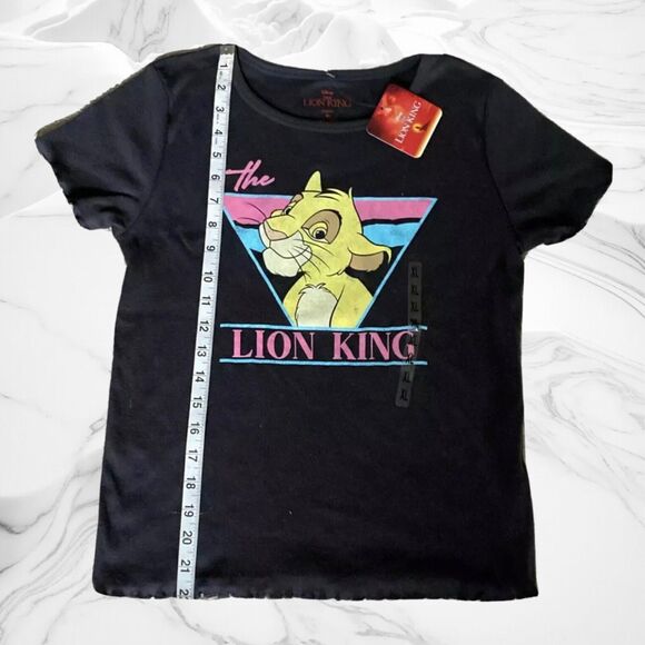 Disney The Lion King Black Tee XL Junior Simba Stretch Ruffle Hem Crew Neck NWT - Picture 4 of 5